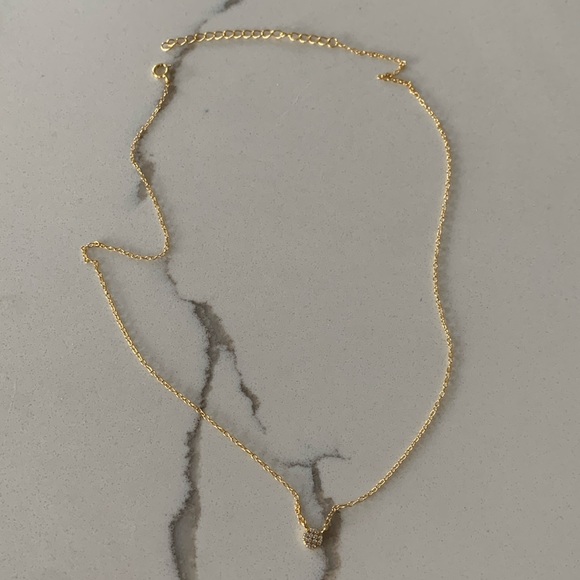 silver plated gold dainty necklace cz pendant stones - Picture 2 of 5